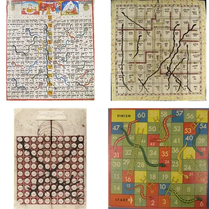 Чотири дошки різних традицій: Кангра, дві з Wellcome Collection, картонна XX століття